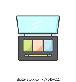 Eyeshadows kit flat line colored icon.