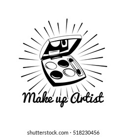 Eyeshadows palette on white background. Professional cosmetics. Make-up collection. Vector Illustration