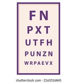 Eyesight check.Optical testing.Ophthalmic study.Snellen chart.Test visual measure. Ophthalmologist test.Isolated on white background.