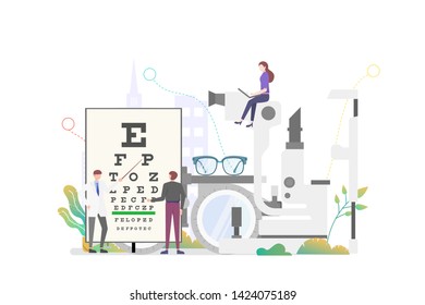 Eyesight Checkup Vector Concept Illustration, Suitable for web landing page, ui, mobile app, editorial design, flyer, banner, and other related occasion