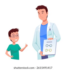 Eyesight diagnostics. Optometrist checking kid eyesight. Eyes test procedure in hospital. Ophthalmologist doctor examining eyesight vision of patient