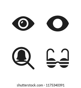 eyesight icon. 4 eyesight vector icons set. sunglasses, magnifying glass and eye icons for web and design about eyesight theme