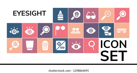  eyesight icon set. 19 filled eyesight icons. Simple modern icons about  - Eye drops, View, Loupe, Glass, Zoom, Eye, Magnifying glass, Glasses, Sunglasses, Lens