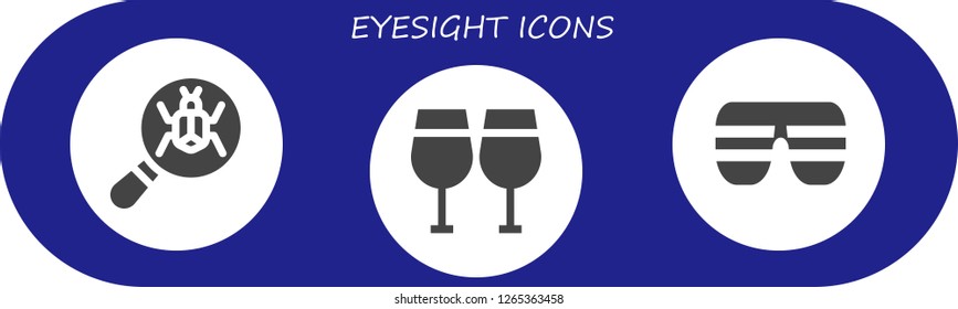  eyesight icon set. 3 filled eyesight icons. Simple modern icons about  - Loupe, Glasses, Sunglasses