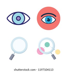 eyesight icon set. vector set about eye and magnifying glass icons set.