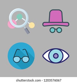eyesight icon set. vector set about glasses, magnifying glass and eye icons set.