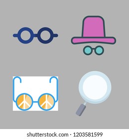 eyesight icon set. vector set about eye glasses, magnifying glass, sunglasses and glasses icons set.