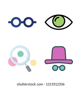 eyesight icon set. vector set about glasses, eye glasses, eye and magnifying glass icons set.
