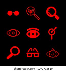 eyesight icons set with eye, search optical symbol and eye opened symbol with an eyebrow vector set