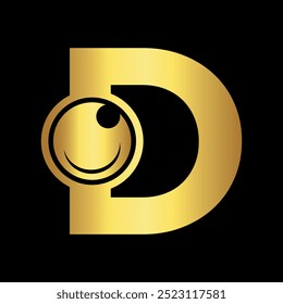  Logotipo de visão combinado com modelo de vetor da letra D