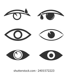 Símbolo de visión. Colección simple de ojos. Imágenes de ojos abiertos y cerrados, formas oculares durmientes con pestañas, supervisión vectorial y signos de búsqueda. Icono de Mirar y Visión. Conjunto de iconos de visualización y de vector visual lineal