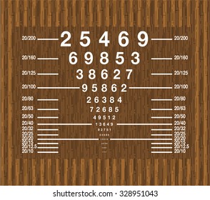 eyesight test chart or snellen chart on wood Vector background