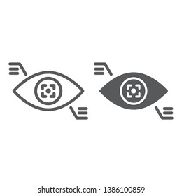 Eyetap line and glyph icon, sensor and innovation, eye tracking sign, vector graphics, a linear pattern on a white background, eps 10.