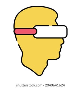 Icono de accesorio de Ojo, diseño plano de auriculares vr