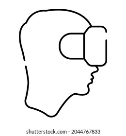 Eyewear accessory icon, linear design of vr glasses