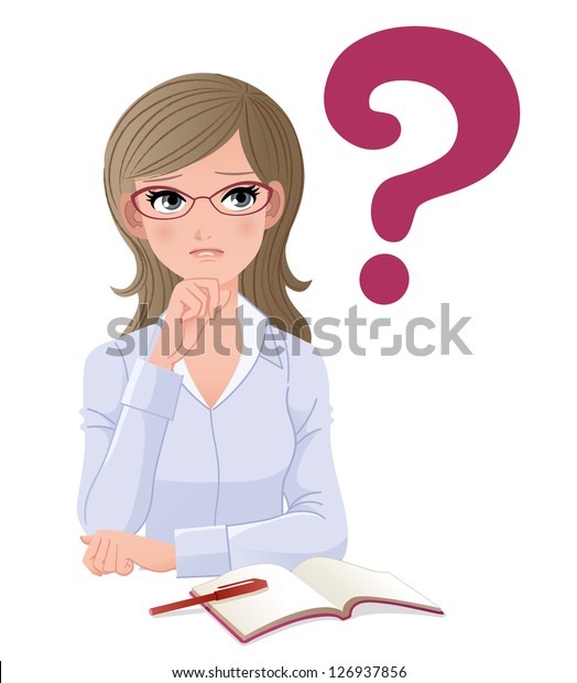 Eyewear Glasses Woman Question Mark On Stock Vector (Royalty Free ...