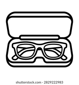 Eyewear spectacles inside protective hard storage case icon vector illustration with eyeglasses, spectacles