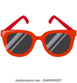 Eyewear Sun Protection Red Sunglass Vector Illustration