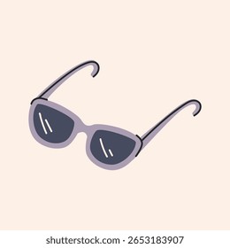 Eyewear Sun Protection Sunglass Vector Illustration. FAshion Summer Glasses Retro Eyeglasses Accessory.
