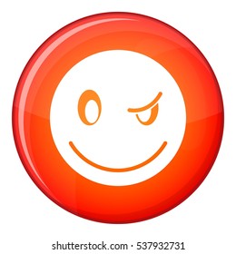 Eyewink emoticon in red circle isolated on white background vector illustration