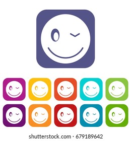 Eyewink emoticons set vector illustration in flat style In colors red, blue, green and other