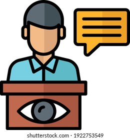 eyewitness testimony in court concept vector color icon design, Law Firm and Legal institutions symbol on white background, Coutroom Podium Stock illustration