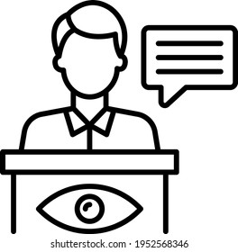 eyewitness testimony in court concept vector color icon design, Law Firm and Legal institutions symbol on white background, Coutroom Podium Stock illustration, spectator in court giving statement sign