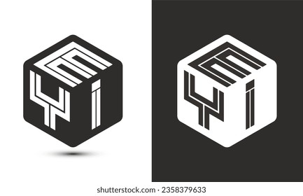 EYI letter logo design with illustrator cube logo, vector logo modern alphabet font overlap style. Premium Business logo icon. White color on black background