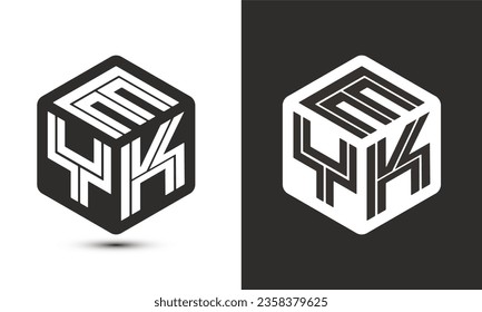 EYK letter logo design with illustrator cube logo, vector logo modern alphabet font overlap style. Premium Business logo icon. White color on black background