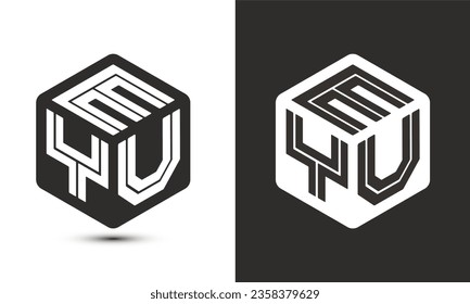EYU letter logo design with illustrator cube logo, vector logo modern alphabet font overlap style. Premium Business logo icon. White color on black background