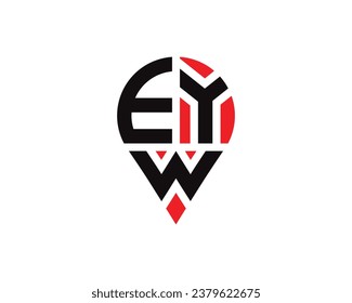 EYW letter location shape logo design. EYW letter location logo simple design.