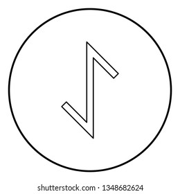 Eywas rune yew strength egis symbol icon outline black color vector in circle round illustration flat style simple image
