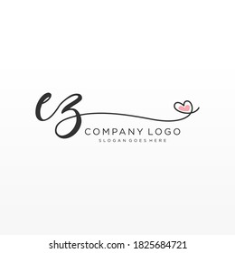 EZ Beauty vector initial logo, handwriting logo of initial signature, wedding, fashion, jewelry, boutique, floral and botanical with creative template for any company or business.