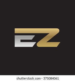 EZ company linked letter logo golden silver black background