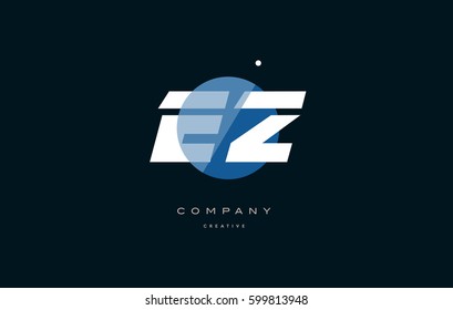 ez e z  blue circle dot big font alphabet company letter logo white design vector icon template 
