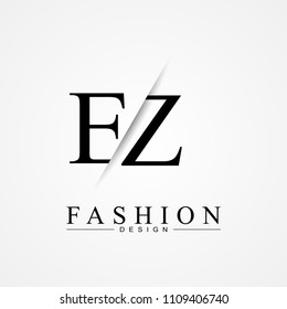 EZ E Z cutting and linked letter logo icon with paper cut in the middle. Creative monogram logo design. Fashion icon design template.