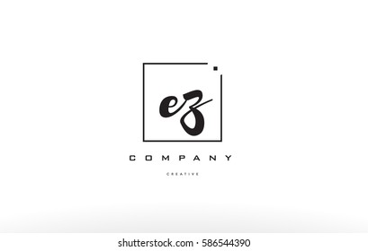 ez e z hand writing written black white alphabet company letter logo square background small lowercase design creative vector icon template 