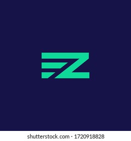 EZ E Z Letter Logo Design in green Colors. Creative Modern Letters Vector Icon Logo Illustration.