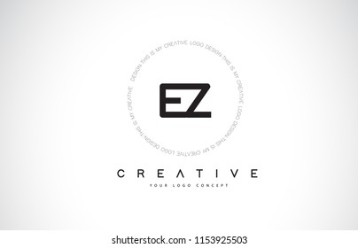 EZ E Z Logo Design with Black and White Creative Icon Text Letter Vector.