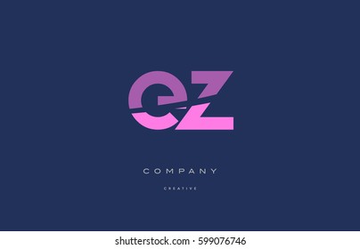 ez e z  pink blue pastel modern abstract alphabet company logo design vector icon template 