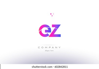 ez e z  pink purple modern creative gradient alphabet company logo design vector icon template