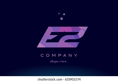 ez e z polygon polygonal letter alphabet text pink purple dots creative company logo vector icon design template