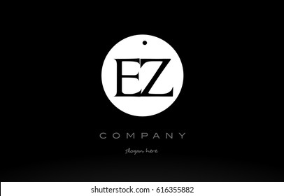 EZ E Z simple black white circle background alphabet company logo design vector icon template