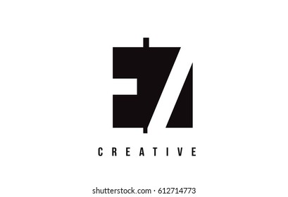 EZ E Z White Letter Logo Design with Black Square Vector Illustration Template.