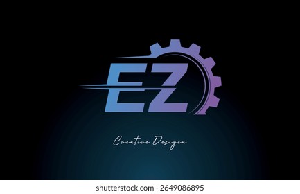 EZ Gear Fusion Logo – Industrial Tech-Inspired Letter mark Futuristic Industrial Letter Mark Design for Technology and Engineering Brands.