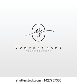 EZ handwriting initial logo template vector.