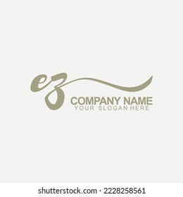 EZ Initial Handwriting Logo Design Vector