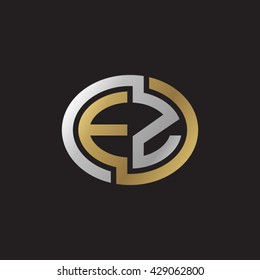 EZ initial letters looping linked ellipse elegant logo golden silver black background