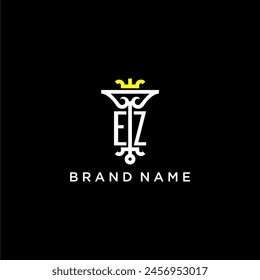 EZ initial monogram brand logo design for crown vector image