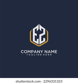 EZ initial monogram building logo for real estate with creative polygon style design